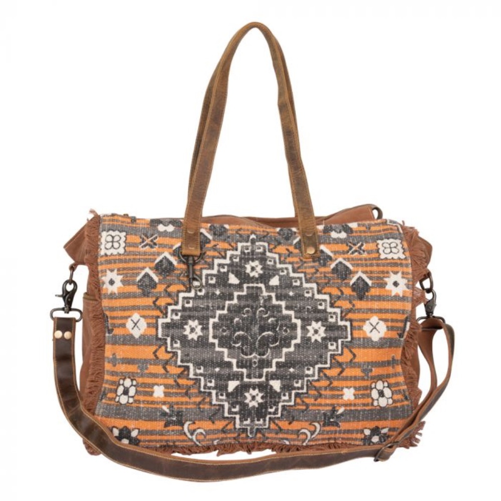 Myra Bag Leather + Cotton Rug & Canvas Weekender Bag
